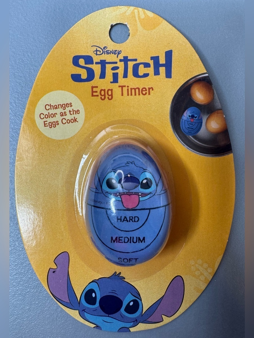 Disney Stitch Blue Color-Changing Egg Timer changes color as egg cooks